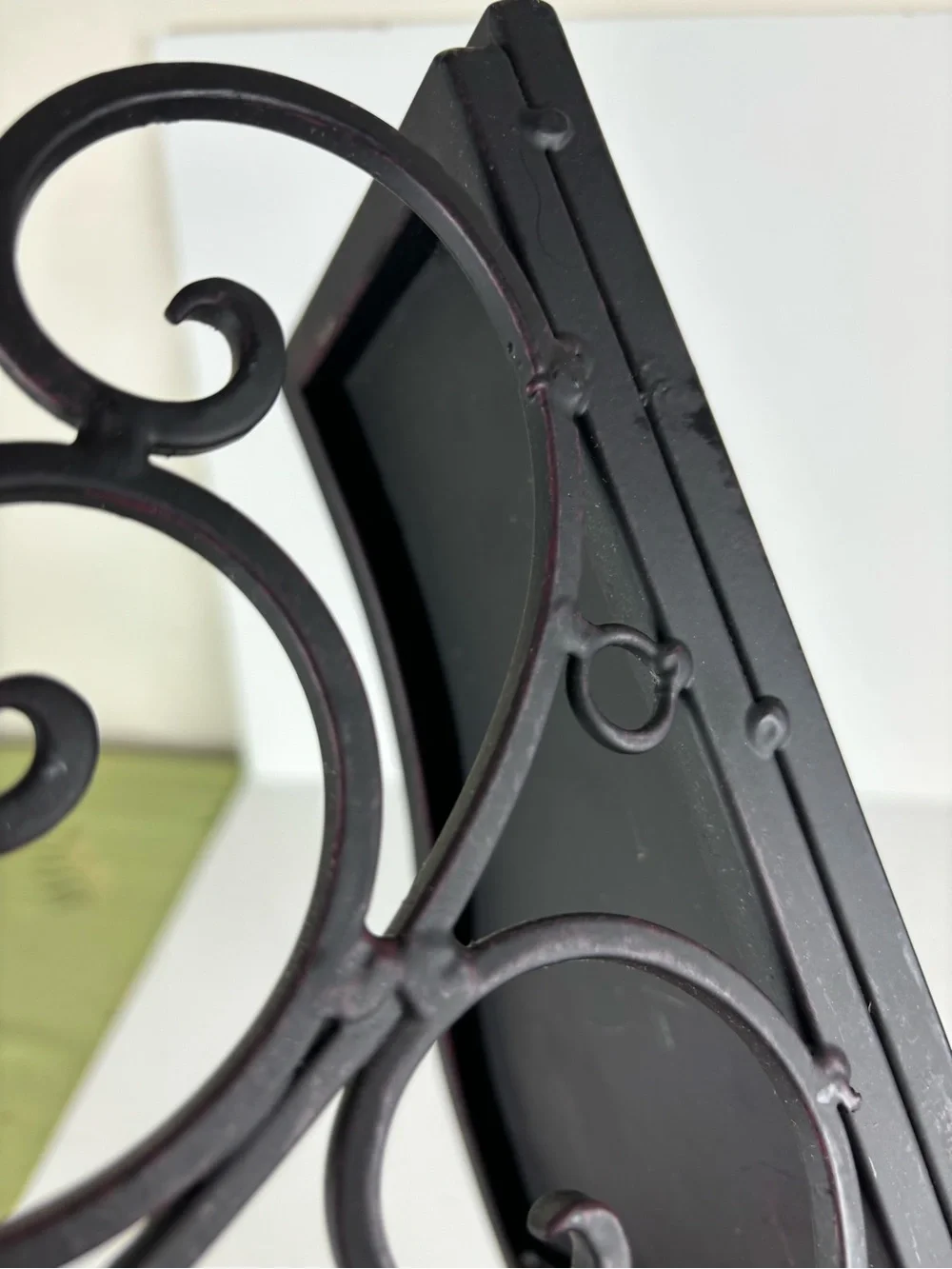 Large Metal Ornate Filigree Wall Shelf/Black Finish